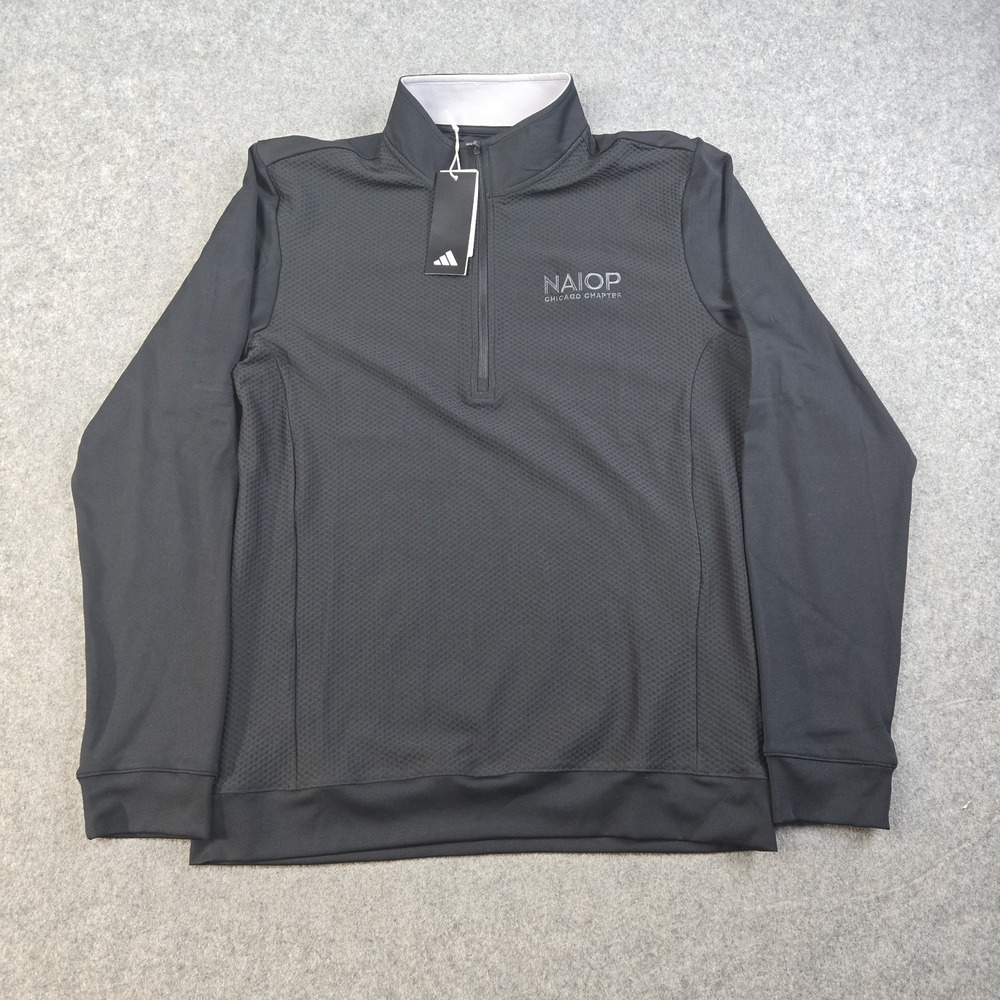 NWT Adidas‎ Sweatshirt Mens Medium Black 1/4 Zip Black Golf Pullover Lightweight